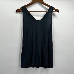 Helmut Lang Tank Top Womens Small Blue Gray Sleeveless Flowy Draped Viscose USA